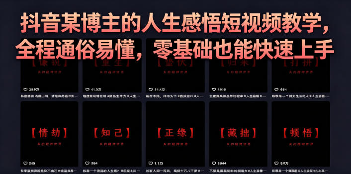 抖音某博主的灰太狼人生感悟短视频教学，全程通俗易懂，零基础也能快速上手-云创网