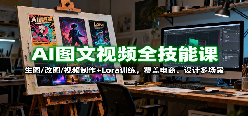 AI图文视频全技能课：生图/改图/视频制作+Lora训练，覆盖电商 、设计多场景-云创网