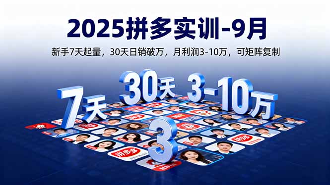 2025拼多多实训-9月：新手7天起量,30天日销破万,月利润3-10万,可矩阵复制-云创网