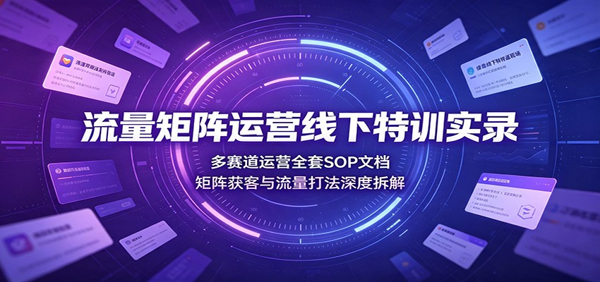 流量矩阵运营线下特训实录：多赛道运营全套SOP文档，矩阵获客与流量打法深度拆解-云创网