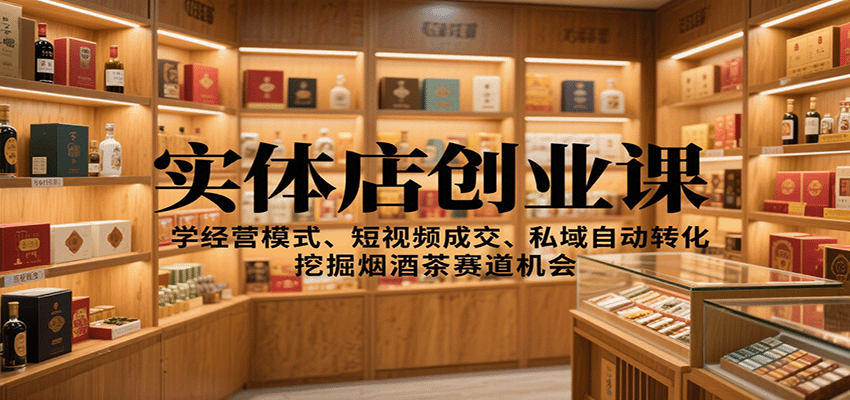 实体店创业课：学经营模式、短视频成交、私域自动转化，挖掘烟酒茶赛道机会-云创网