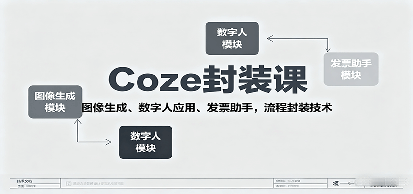 Coze封装课，图像生成、数字人应用、发票助手，流程封装技术-云创网