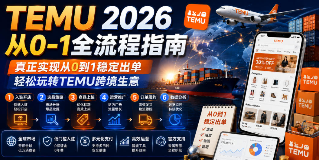 TEMU 2026从0-1全流程指南，真正实现从0到1稳定出单，轻松玩转TEMU跨境生意-云创网