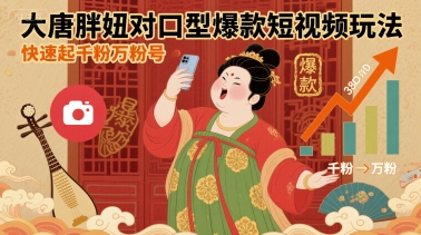 大唐胖妞对口型爆款短视频玩法，快速起千粉万粉号-云创网