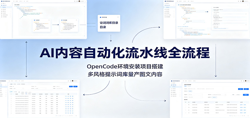 AI内容自动化流水线全流程：OpenCode环境安装项目搭建，多风格提示词库量产图文内容-云创网