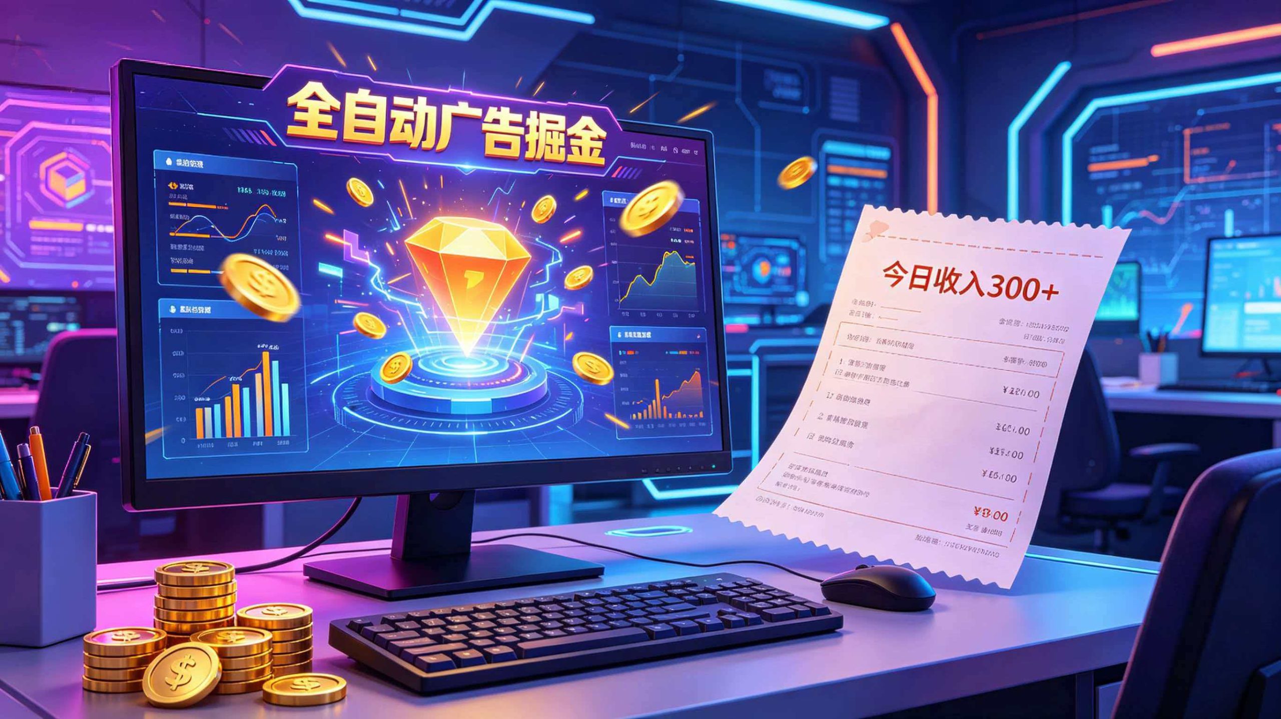全自动广告掘金，日入300+。全程Ai自动化运行，解放双手，时间自由。收益稳定-云创网