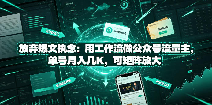 放弃爆文执念：用工作流做公众号流量主，单号月入几K，可矩阵放大-云创网