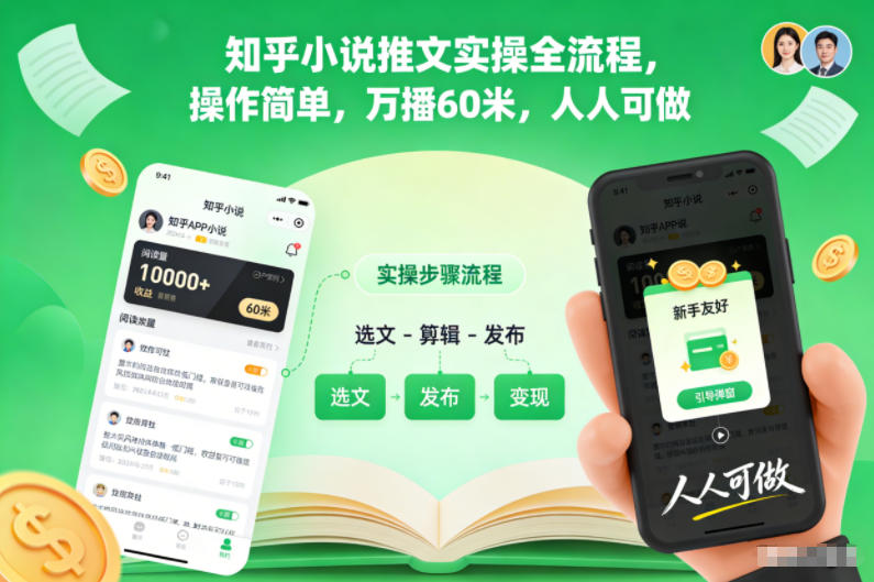 知乎小说推文实操全流程，操作简单，万播60米，人人可做-云创网