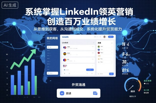 系统掌握LinkedIn领英营销，创造百万业绩增长，从思维到获客，从沟通到成交，系统化提升外贸能力-云创网