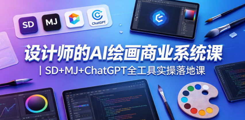 设计师的AI绘画商业系统课｜SD+MJ+ChatGPT全工具实操落地课-云创网