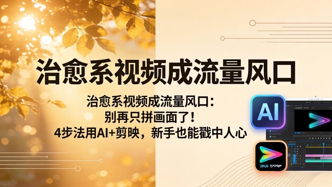 治愈系视频成流量风口：别再只拼画面了！4步法用AI+剪映，新手也能戳中人心-云创网