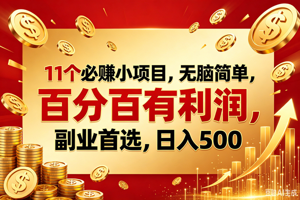 （18851期）11个必赚的小项目，百分百赚元子，无脑简单，副业首选，日入500+-云创网