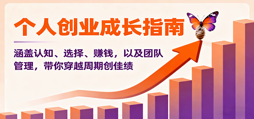 个人创业成长指南：涵盖认知、选择、赚钱，以及团队管理，带你穿越周期创佳绩-云创网