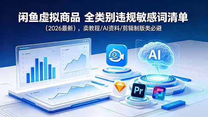 （18961期）闲鱼虚拟商品 全类别违规敏感词清单（2026最新），卖教程/AI资料/剪辑制版类必避-云创网