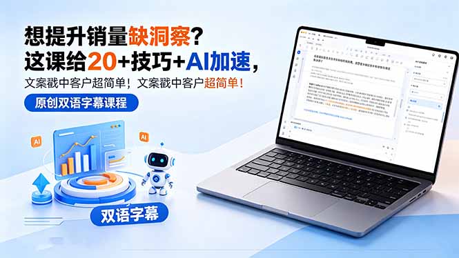 想提升销量缺洞察？这课给 20 + 技巧 + AI 加速，文案戳中客户超简单！【原创双语字幕】-云创网