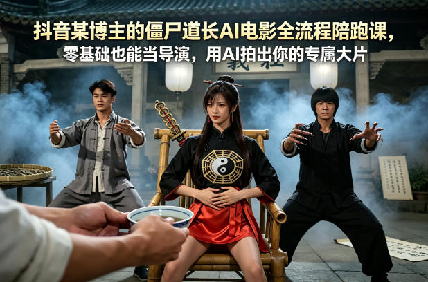 抖音某博主的僵尸道长AI电影全流程陪跑课，零基础也能当导演，用AI拍出你的专属大片-云创网