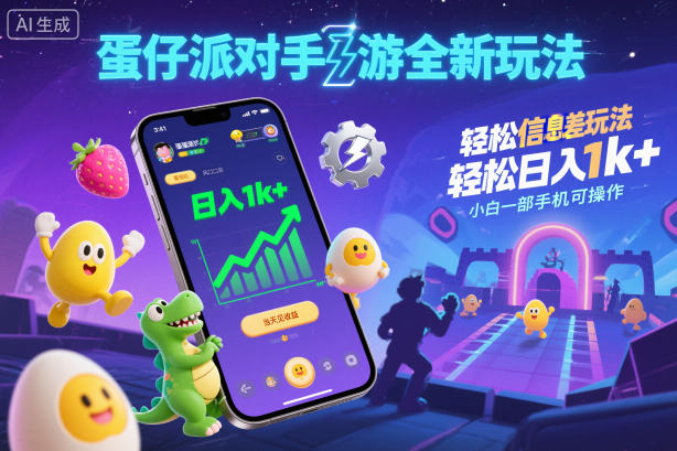蛋仔派对手游全新玩法，轻松日入1k+，风口信息差玩法，当天见收益，小白一部手机可操作-云创网
