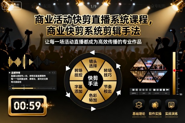 商业活动快剪直播系统课程，商业快剪系统剪辑手法-云创网