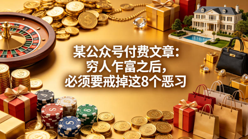 某公众号付费文章：穷人乍富之后，必须要戒掉这8个恶习-云创网