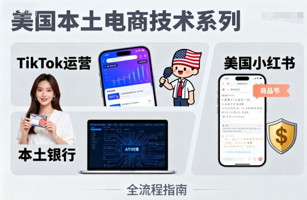 美国本土电商技术，Tiktok 运营篇+美国小红书篇+本土银行篇-云创网