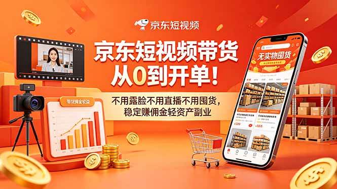 （18895期）京东短视频带货从0到开单！不用露脸不用直播不用囤货，稳定赚佣金轻资产副业-云创网