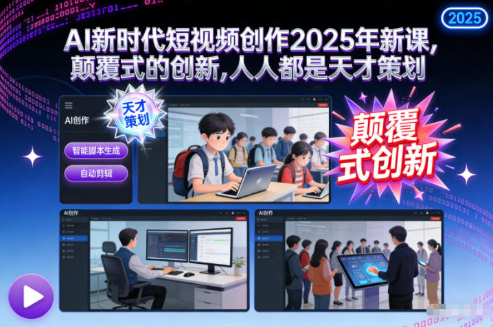 AI新时代短视频创作2025年新课，​颠覆式的创新，人人都是天才策划-云创网