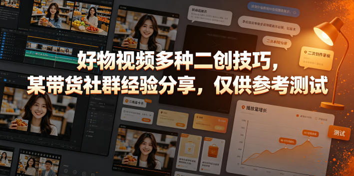 好物视频多种二创技巧，某带货社群经验分享，仅供参考测试-云创网