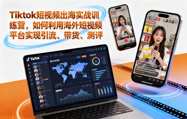 Tiktok短视频出海实战训练营，如何利用海外短视频平台实现引流、带货、测评-云创网