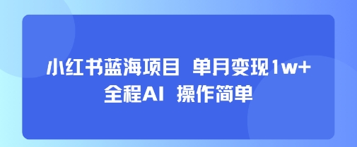 小红书蓝海项目 单月变现1w+ 全程AI 操作简单-云创网
