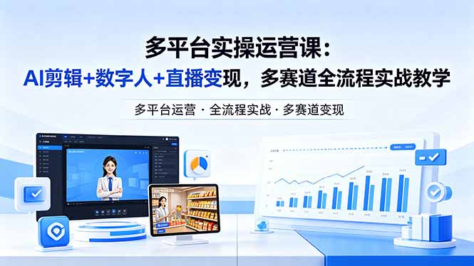 某团队多平台实操运营课-更新26年4月20：AI剪辑+数字人+直播变现，多赛道全流程实战教学-云创网