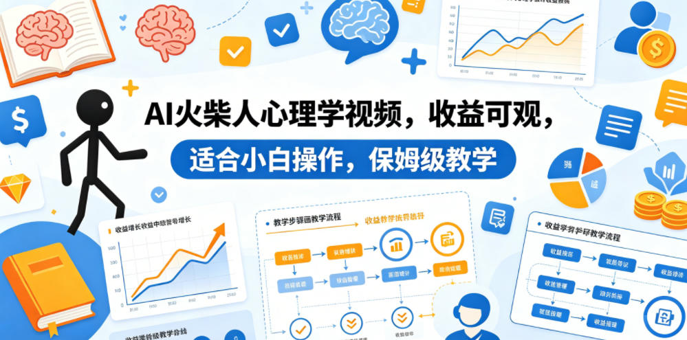 AI火柴人心理学视频，收益可观，适合小白操作，保姆级教学-云创网