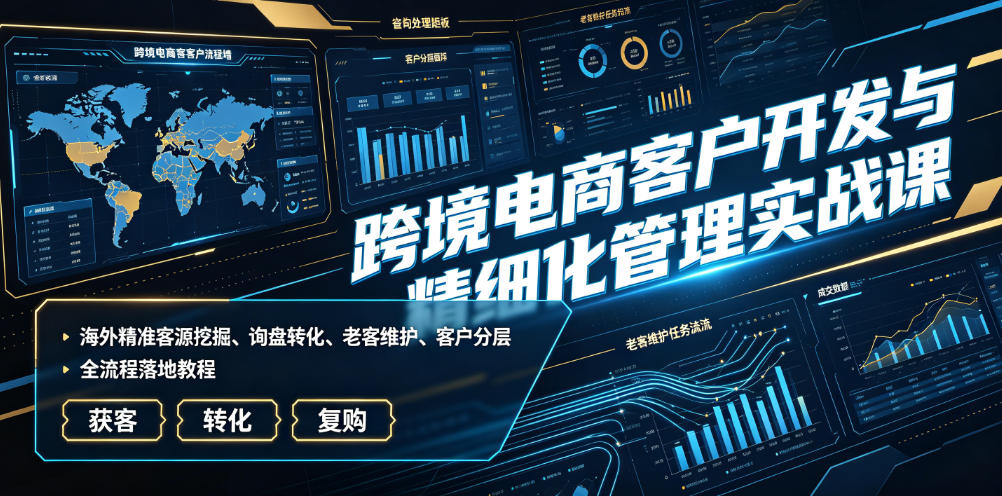 跨境电商客户开发与精细化管理实战课｜海外精准客源挖掘、询盘转化、老客维护、客户分层全流程落地教程-云创网