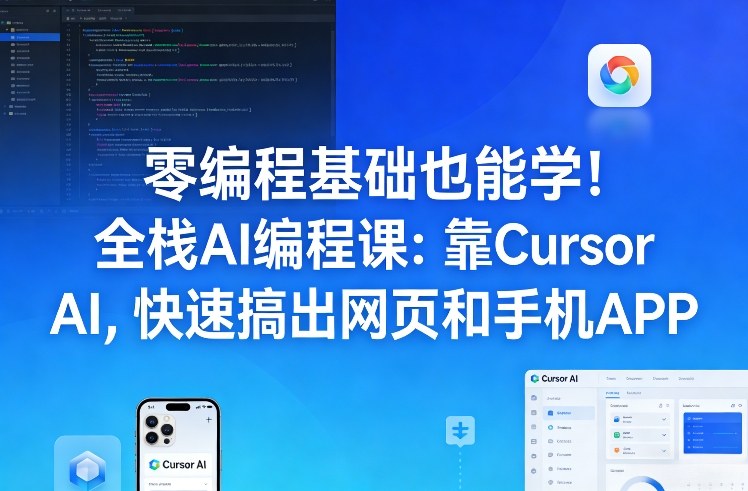 零编程基础也能学！全栈AI编程课：靠Cursor AI，快速搞出网页和手机APP-云创网