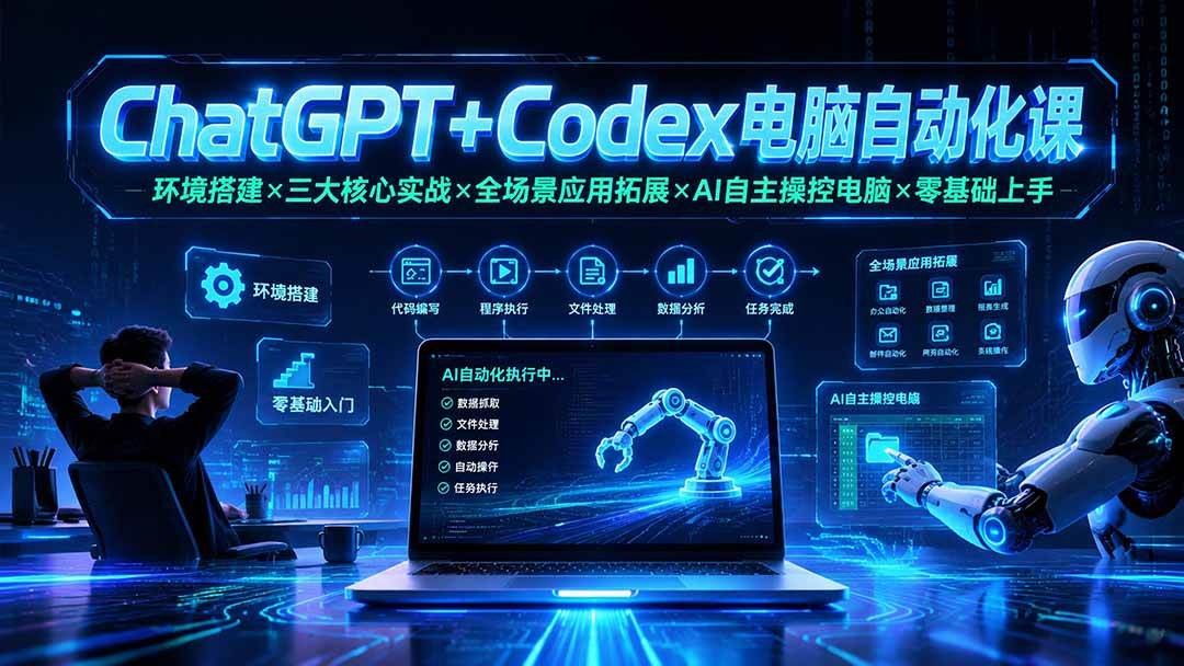 （19583期）ChatGPT+Codex电脑自动化课：环境搭建×三大核心实战×全场景应用拓展×AI自主操控电脑×零基础上手-云创网