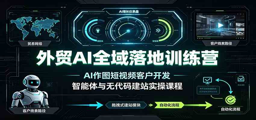 外贸AI全域落地训练营：AI作图短视频客户开发，智能体与无代码建站实操课程-云创网