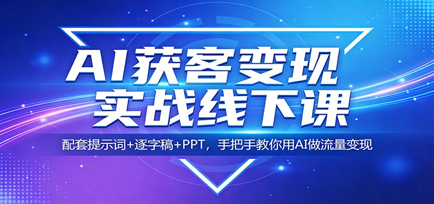 AI获客变现实战线下课：配套提示词+逐字稿+PPT，手把手教你用AI做流量变现-云创网