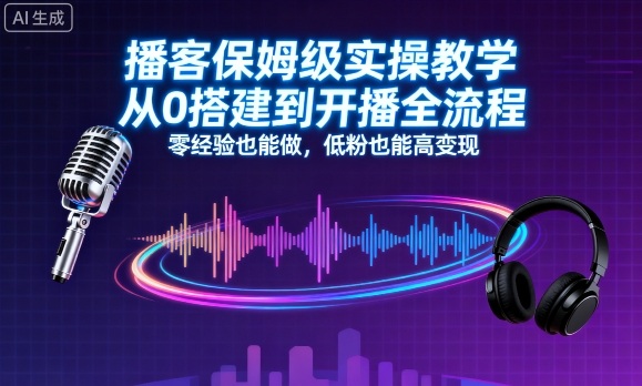 播客保姆级实操教学，从0搭建到开播全流程，零经验也能做，低粉也能高变现-云创网
