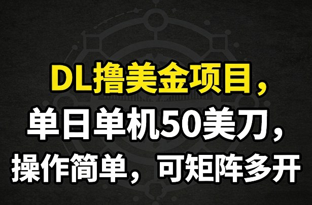 DL撸美金项目，单日单机50美刀，操作简单，可矩阵多开-云创网