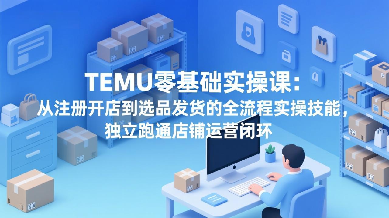 TEMU零基础实操课：从注册开店到选品发货的全流程实操技能，独立跑通店铺运营闭环-云创网