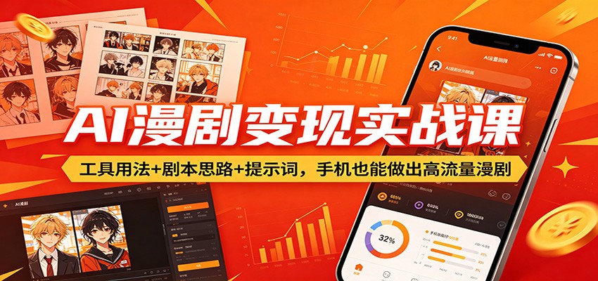 AI漫剧变现实战课：工具用法+剧本思路+提示词，手机也能做出高流量漫剧-云创网