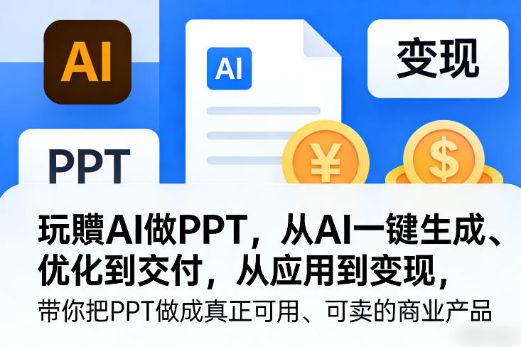 玩賺AI做PPT，从AI一键生成、优化到交付，从应用到变现，带你把PPT做成真正可用、可卖的商业产品(更新0401)-云创网