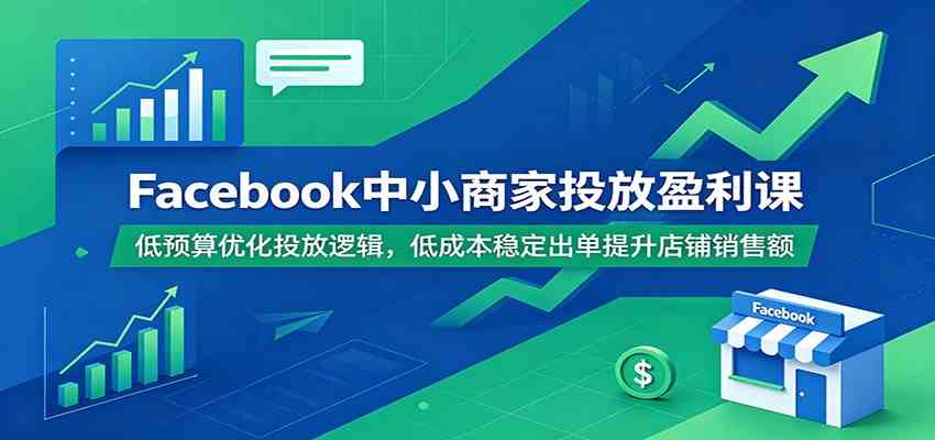Facebook中小商家投放盈利课：低预算优化投放逻辑，低成本稳定出单提升店铺销售额-云创网