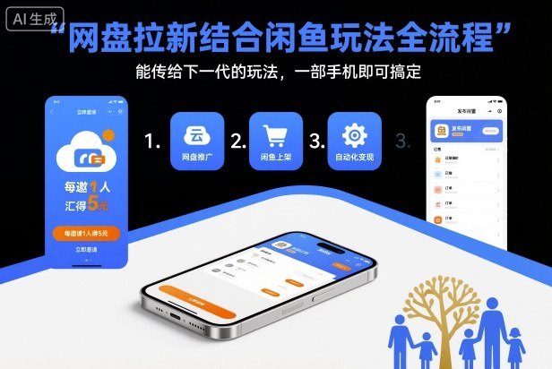 网盘拉新结合闲鱼玩法全流程，能传给下一代的玩法，一部手机即可搞定(附入口渠道以及实操教程)-云创网