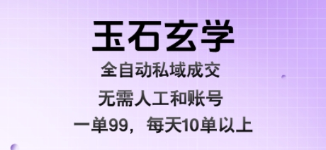 玉石玄学全自动私域成交，一单99每天十单以上，无需人工和矩阵账号，蓝海项目直接干【揭秘】-云创网