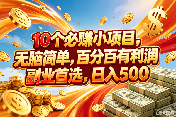 （18918期）10个必赚的小项目，百分百赚元子，无脑简单，副业首选，日入500+-云创网