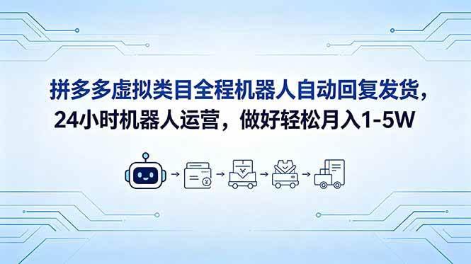 （18715期）拼多多虚拟类目全程机器人自动回复发货，24 小时机器人运营，做好轻松月入 1-5W-云创网