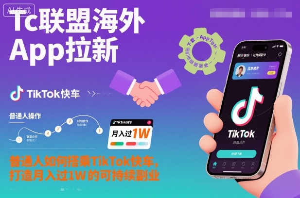 Tc联盟海外App拉新：普通人如何搭乘TikTok快车，打造月入过1W的可持续副业-云创网