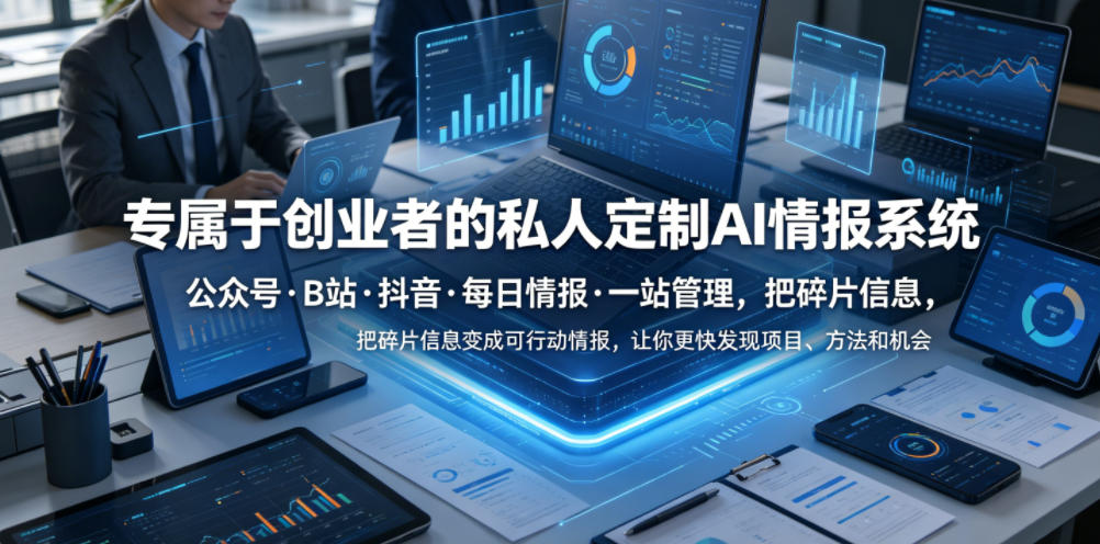 专属于创业者的私人定制AI情报系统，公众号·B站·抖音·每日情报·一站管理，把碎片信息变成可行动情报，让你更快发现项目、方法和机会-云创网