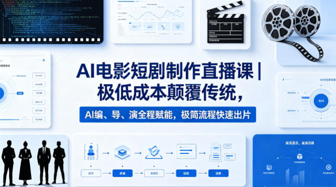 AI电影短剧制作直播课｜极低成本颠覆传统，AI编、导、演全程赋能，极简流程快速出片-云创网