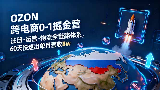 OZON跨境电商0-1掘金营：注册-运营-物流全链路体系，60天快速出单月营收8w-云创网